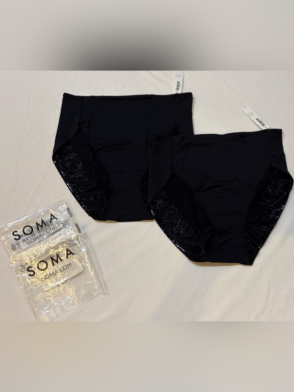 2 - SOMA VANISHING TUMMY HIGH LEG BRIEF PANTY - BLACK - 2 PAIR NEW NWT